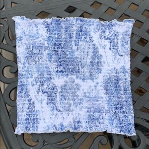 H&M blue/white design stretchy tube top sz S